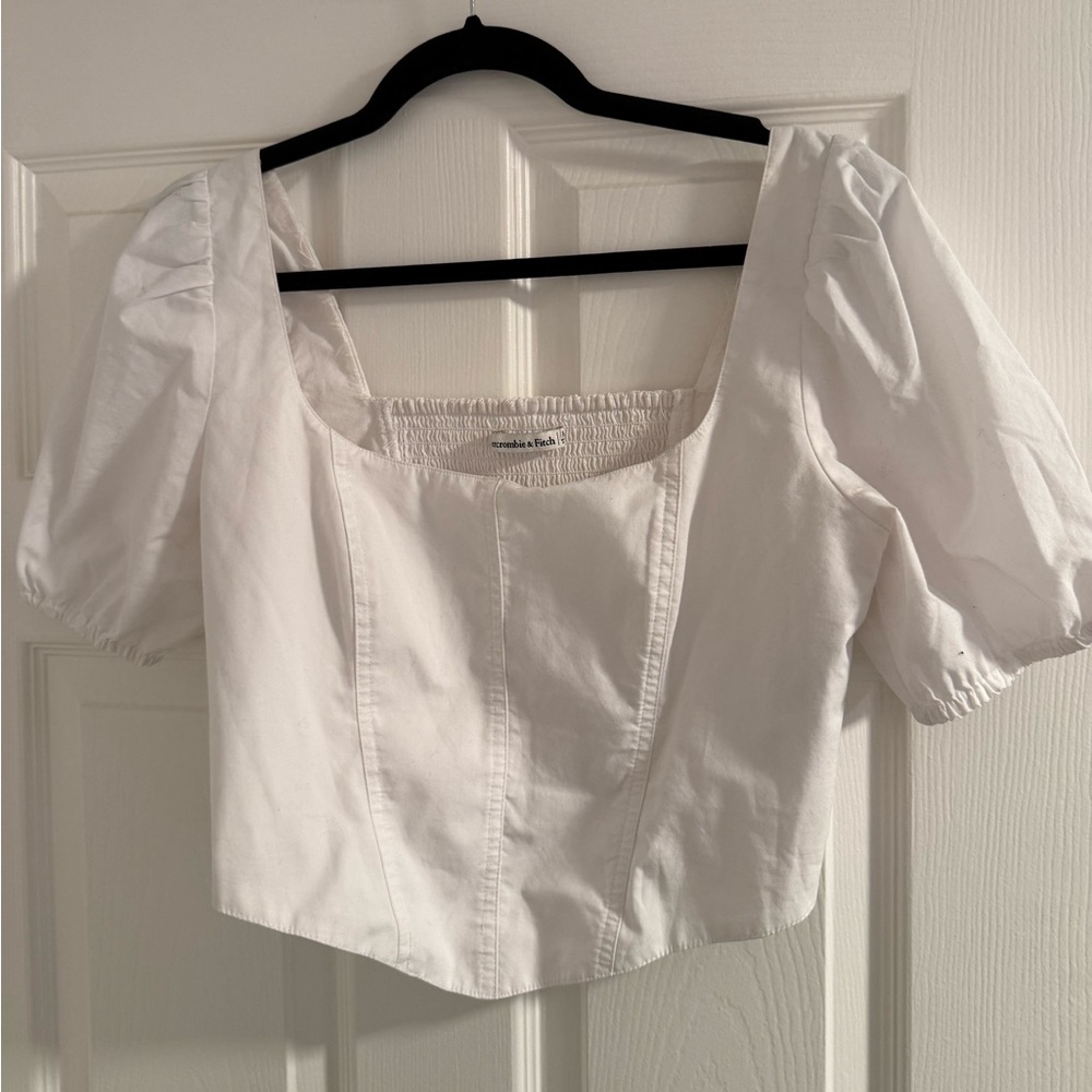 Abercrombie & Fitch White Puff Sleeve Corset Top
